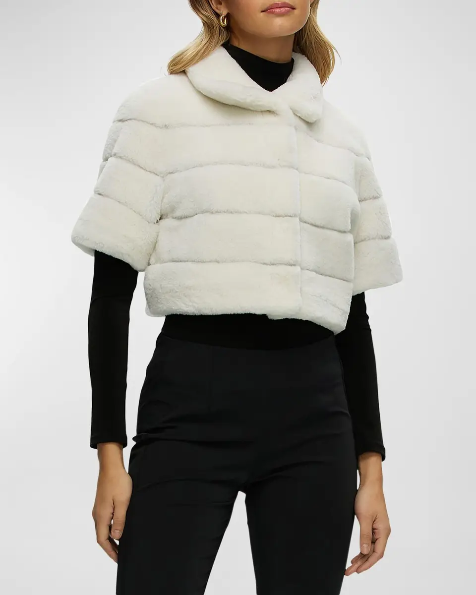 Gorski Reversible Lamb Shearling Bolero Jacket With Cropped Sleeves | Thumbnail 2 Gorski Reversible Lamb Shearling Bolero Jacket With Cropped Sleeves | Thumbnail 2