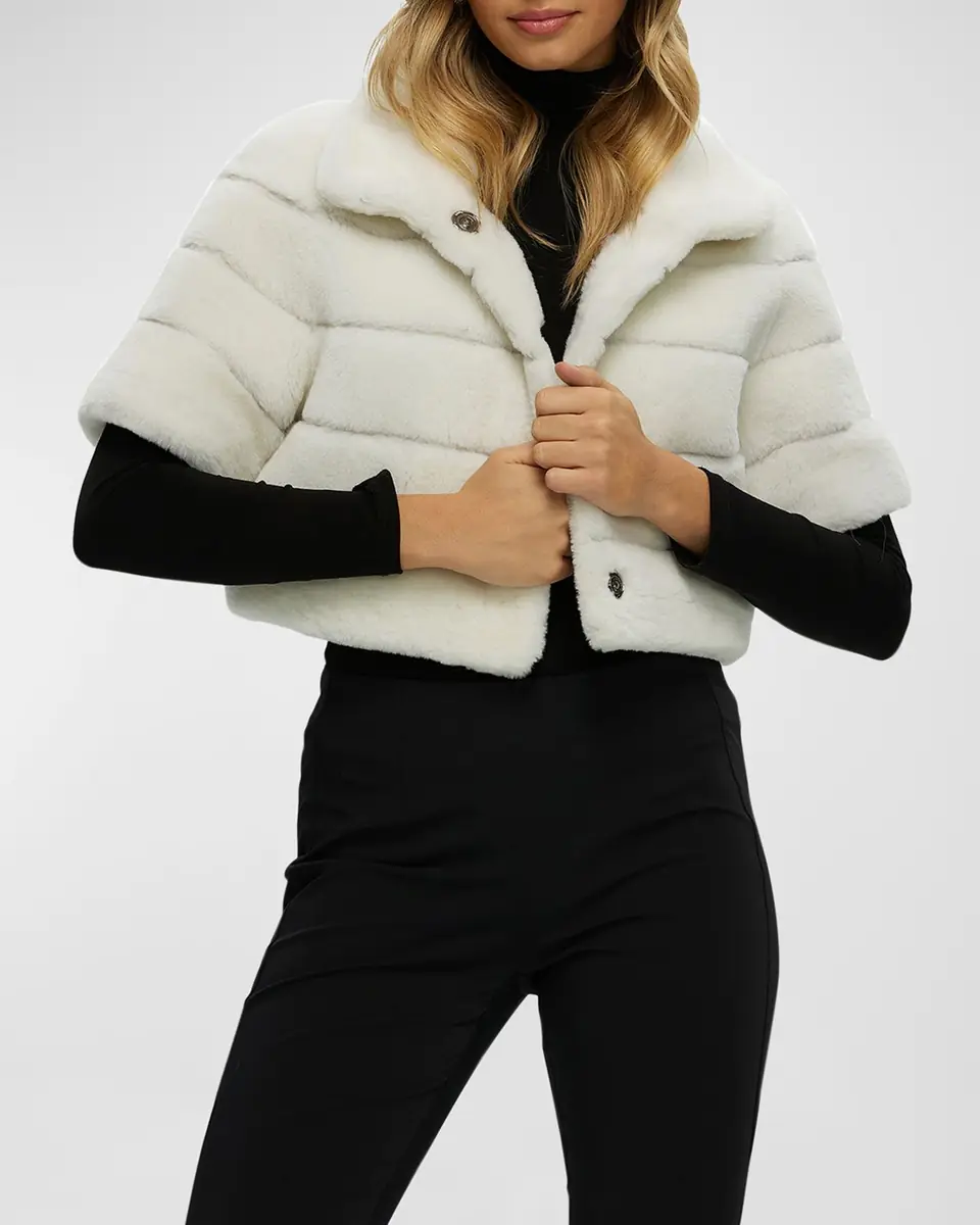 Gorski Reversible Lamb Shearling Bolero Jacket With Cropped Sleeves | Thumbnail 5 Gorski Reversible Lamb Shearling Bolero Jacket With Cropped Sleeves | Thumbnail 5