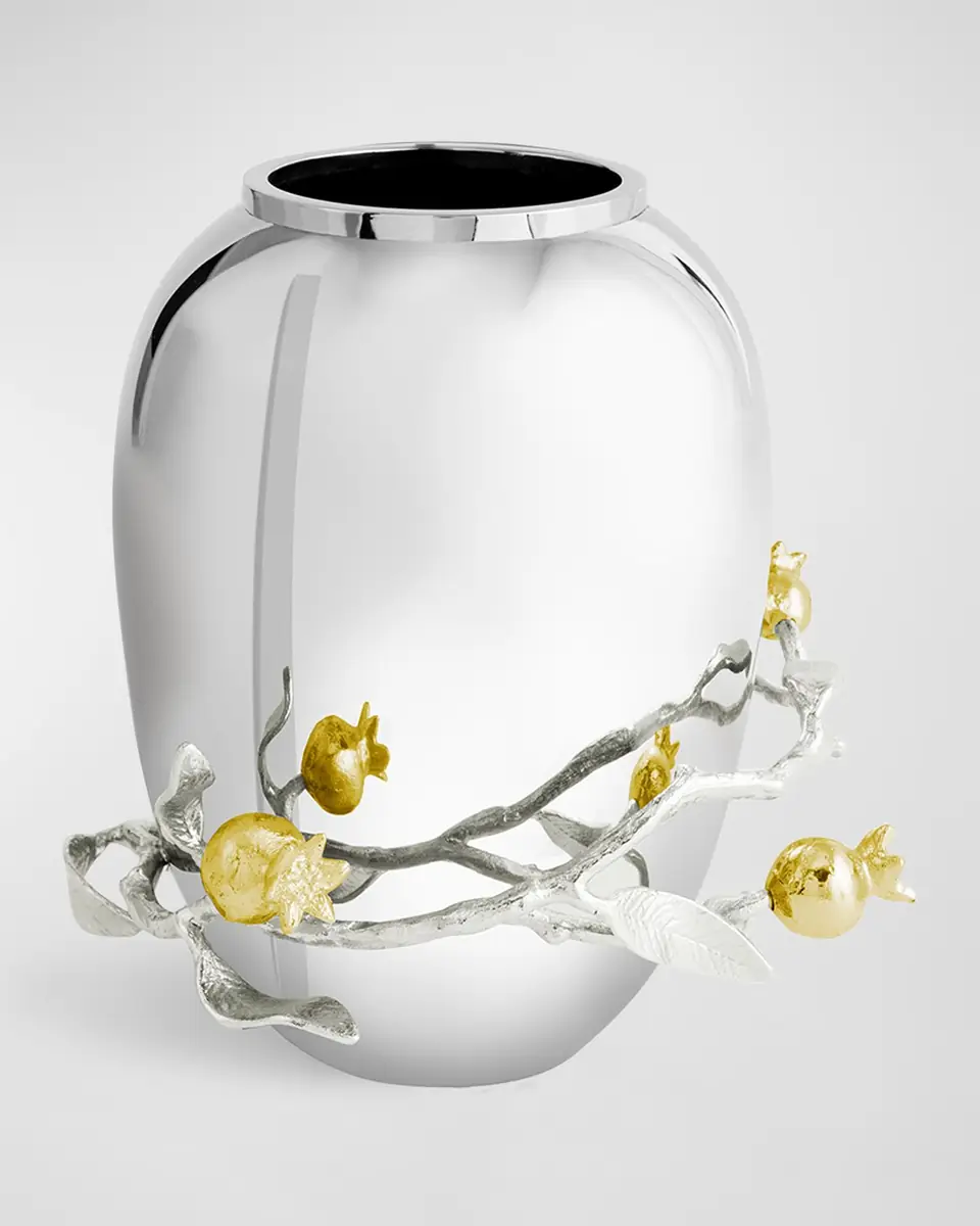 Michael Aram Pomegranate Silver & Gold Medium Vase with 24K Goldplate | Thumbnail 2 Michael Aram Pomegranate Silver & Gold Medium Vase with 24K Goldplate | Thumbnail 2