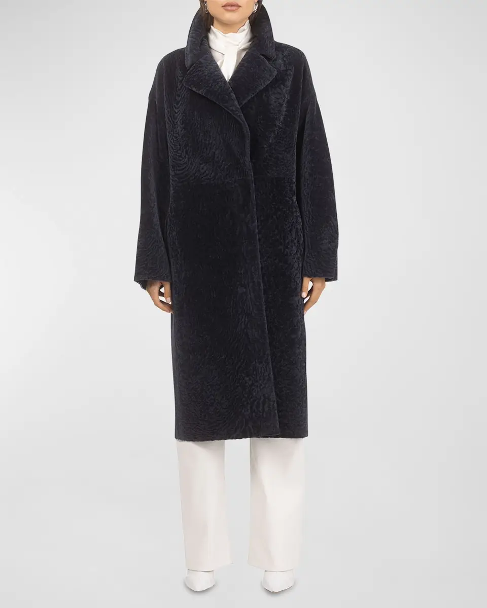 Gorski Reversible Textured Lamb Shearling Long Coat | Thumbnail 2 Gorski Reversible Textured Lamb Shearling Long Coat | Thumbnail 2