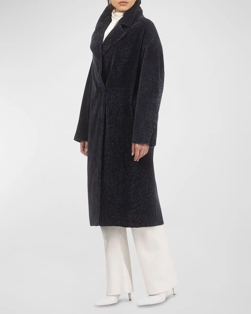 Gorski Reversible Textured Lamb Shearling Long Coat | Thumbnail 3 Gorski Reversible Textured Lamb Shearling Long Coat | Thumbnail 3