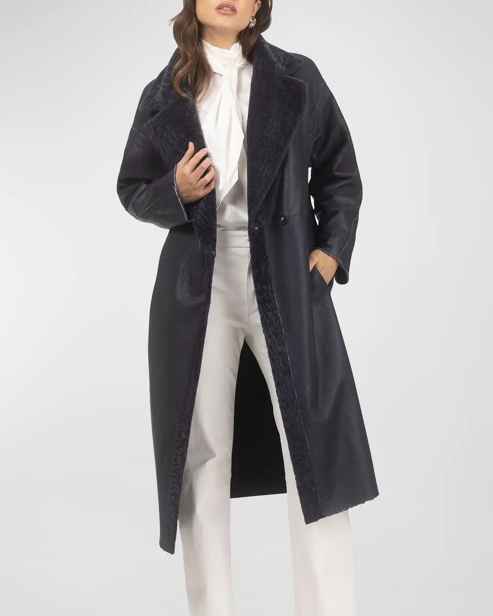 Gorski Reversible Textured Lamb Shearling Long Coat | Thumbnail 6 Gorski Reversible Textured Lamb Shearling Long Coat | Thumbnail 6