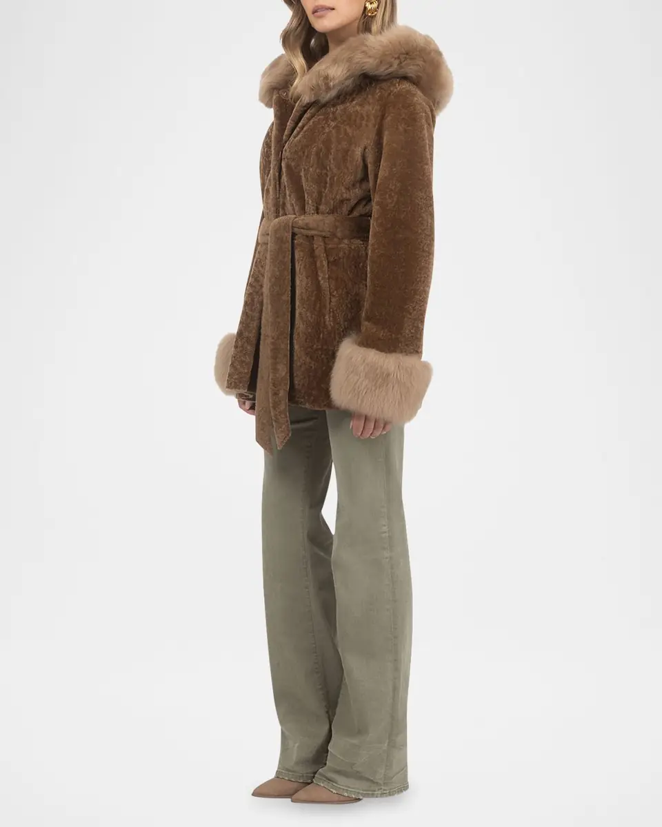 Gorski Belted Lamb Shearling Reversible Parka With Merinillo Lamb Shearling Trim | Thumbnail 2 Gorski Belted Lamb Shearling Reversible Parka With Merinillo Lamb Shearling Trim | Thumbnail 2