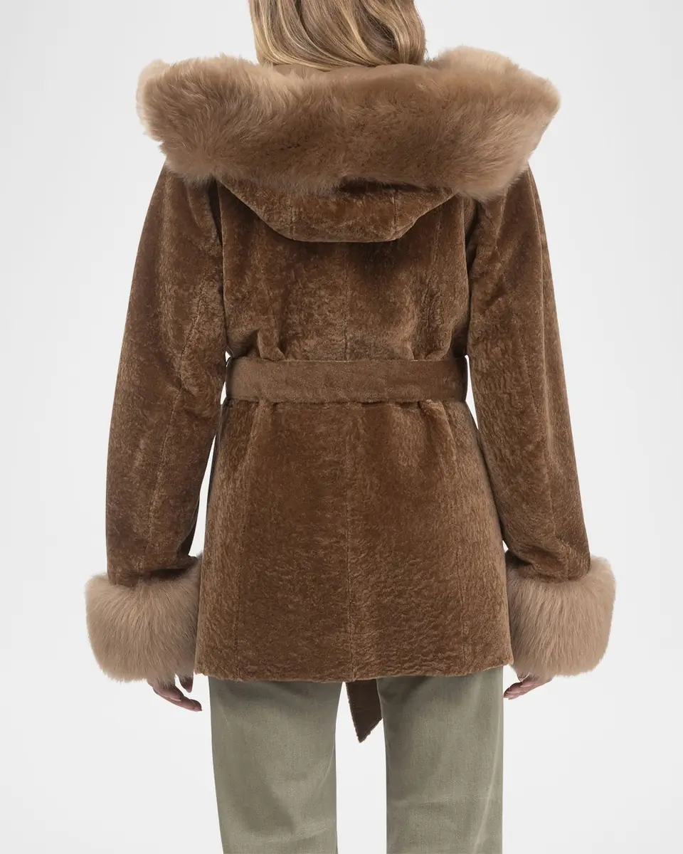 Gorski Belted Lamb Shearling Reversible Parka With Merinillo Lamb Shearling Trim | Thumbnail 5 Gorski Belted Lamb Shearling Reversible Parka With Merinillo Lamb Shearling Trim | Thumbnail 5