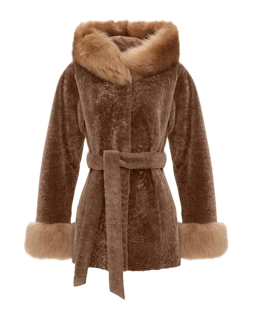Belted Lamb Shearling Reversible Parka With Merinillo Lamb Shearling Trim Belted Lamb Shearling Reversible Parka With Merinillo Lamb Shearling Trim