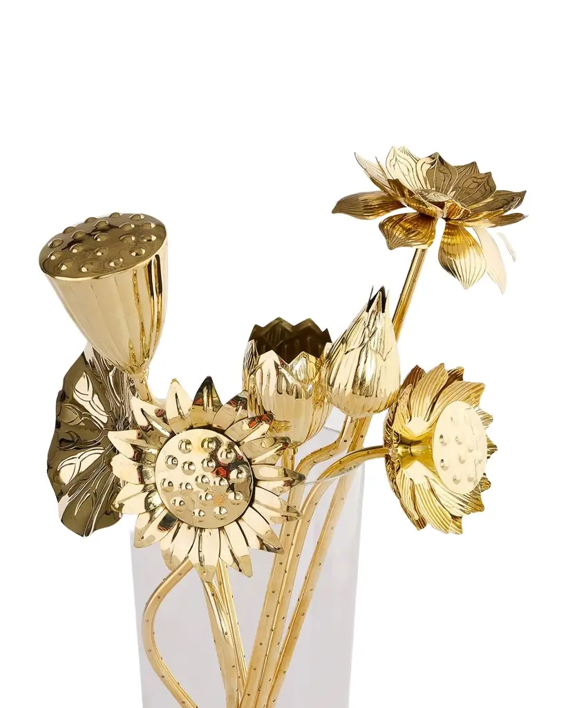 Jonathan Adler Brass Flower Bouquet, Set of 7