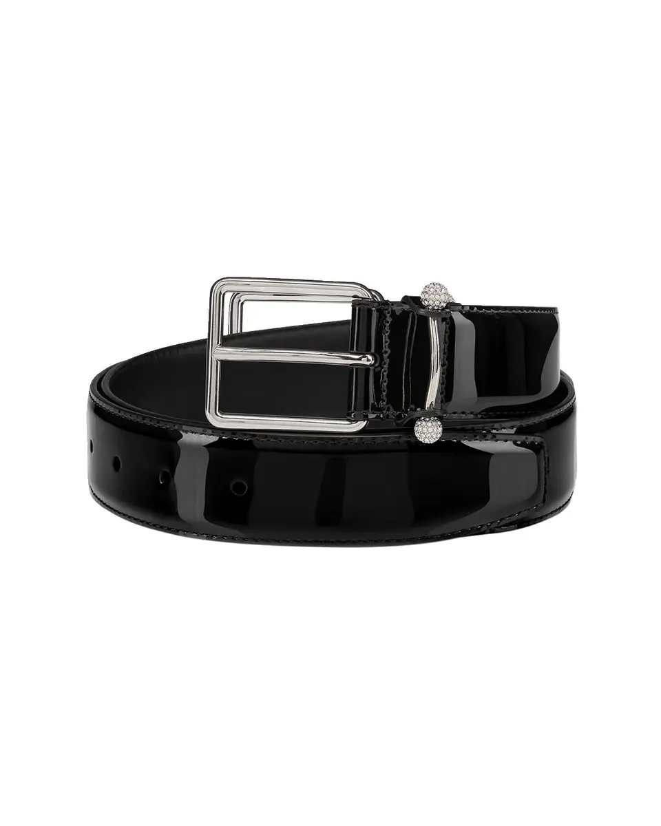 Christian Louboutin Men's Chambeliss Night Strass Patent Leather Belt | Thumbnail 3 Christian Louboutin Men's Chambeliss Night Strass Patent Leather Belt | Thumbnail 3