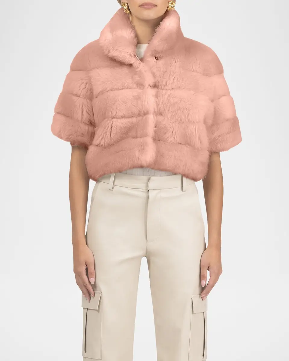 Gorski Reversible Merinillo Lamb Shearling Bolero Jacket With Cropped Sleeves | Thumbnail 2 Gorski Reversible Merinillo Lamb Shearling Bolero Jacket With Cropped Sleeves | Thumbnail 2