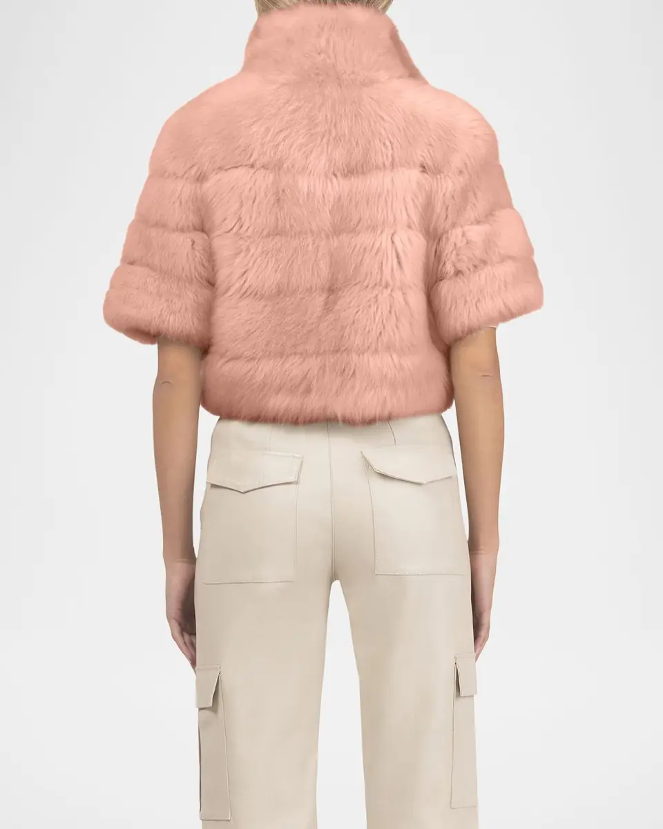 Gorski Reversible Merinillo Lamb Shearling Bolero Jacket With Cropped Sleeves | Thumbnail 4 Gorski Reversible Merinillo Lamb Shearling Bolero Jacket With Cropped Sleeves | Thumbnail 4