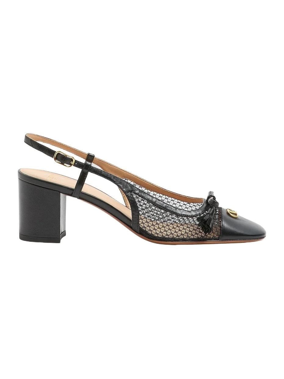 Women's Valet Du Roi 60MM Slingback Pump in Mesh and Kidskin - Black Women's Valet Du Roi 60MM Slingback Pump in Mesh and Kidskin - Black