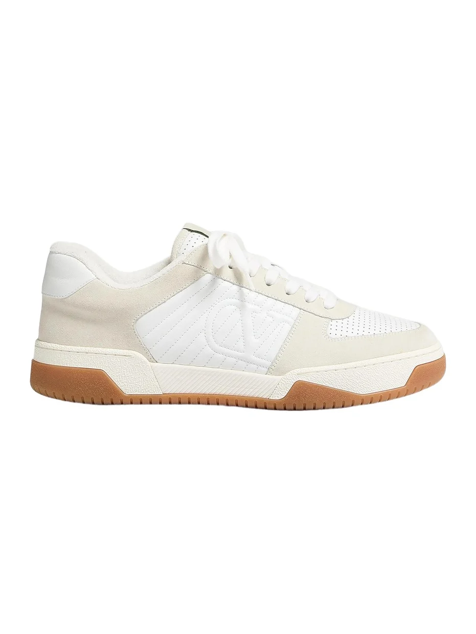 Men's Sparry Sneakers in Split Leather and Nappa - White Beige Men's Sparry Sneakers in Split Leather and Nappa - White Beige