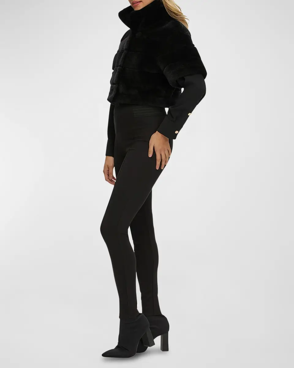 Gorski Reversible Lamb Shearling Bolero Jacket With Cropped Sleeves | Thumbnail 3 Gorski Reversible Lamb Shearling Bolero Jacket With Cropped Sleeves | Thumbnail 3