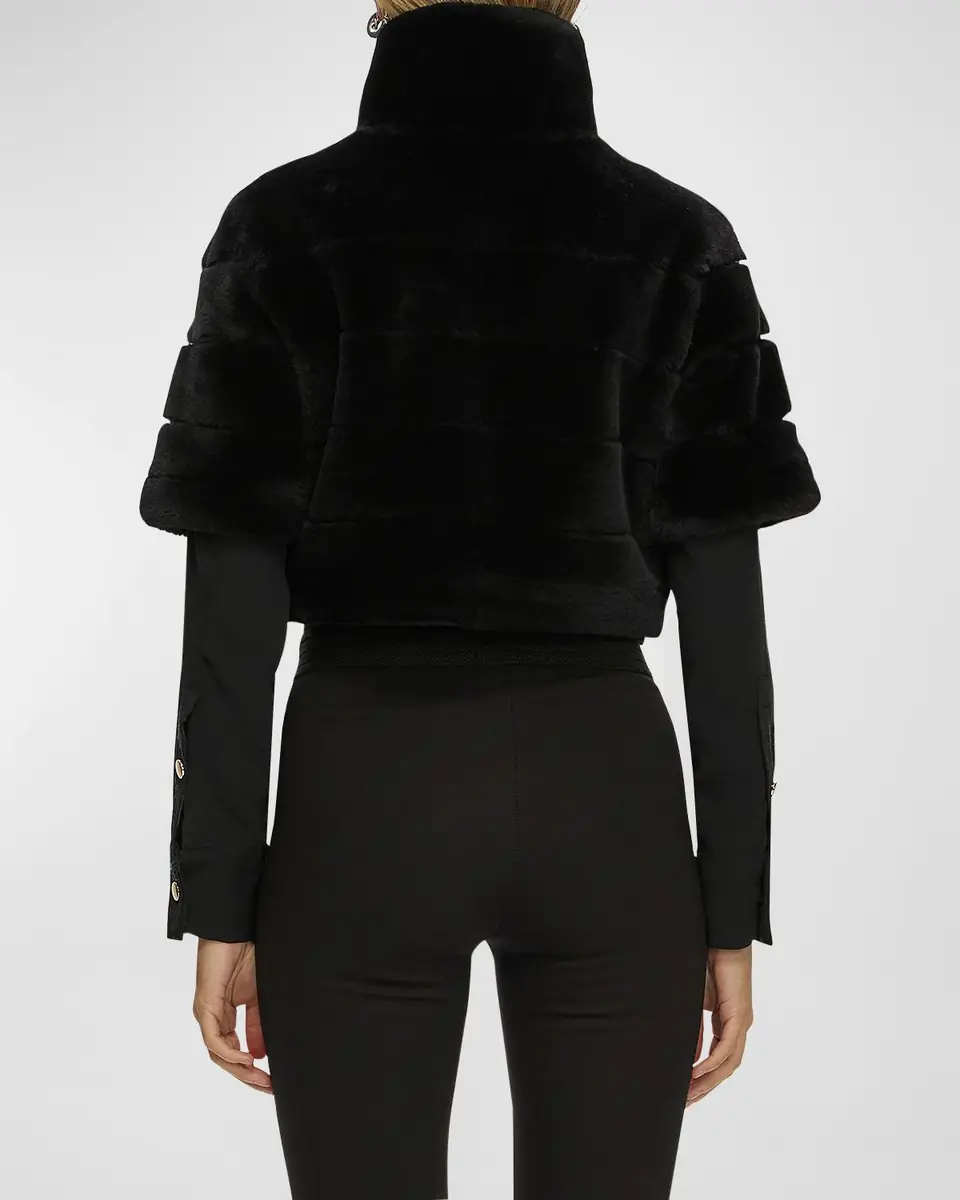 Gorski Reversible Lamb Shearling Bolero Jacket With Cropped Sleeves | Thumbnail 5 Gorski Reversible Lamb Shearling Bolero Jacket With Cropped Sleeves | Thumbnail 5