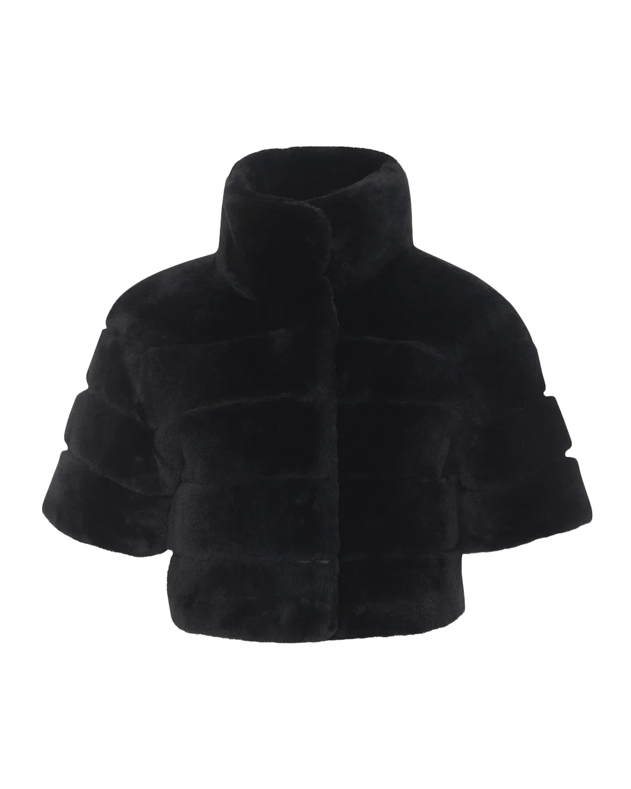 Reversible Lamb Shearling Bolero Jacket With Cropped Sleeves Reversible Lamb Shearling Bolero Jacket With Cropped Sleeves
