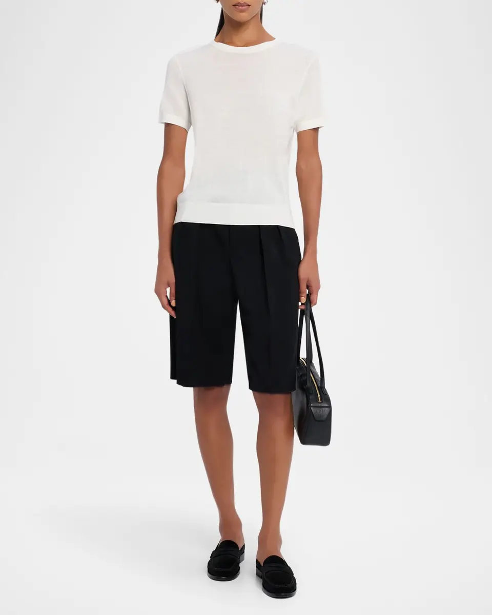 Theory Regal Merino Wool Short-Sleeve Crew T-Shirt | Thumbnail 2