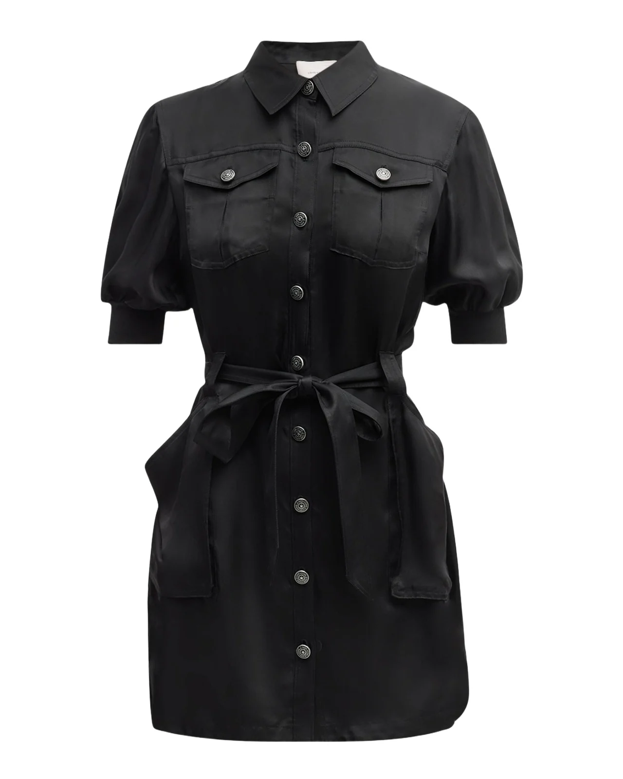 Damla Belted Puff-Sleeve Mini Shirtdress