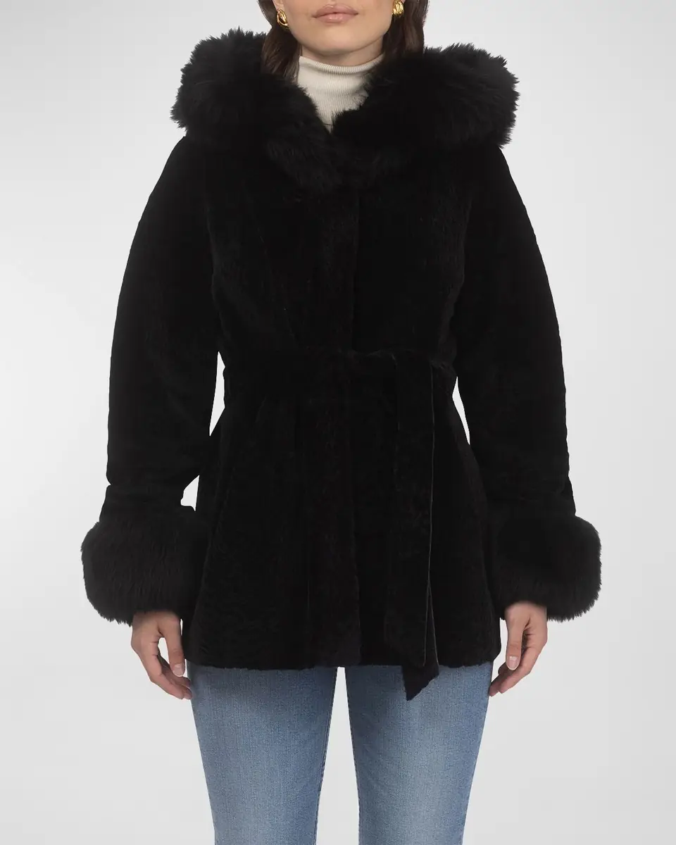 Gorski Belted Lamb Shearling Reversible Parka With Merinillo Lamb Shearling Trim | Thumbnail 2 Gorski Belted Lamb Shearling Reversible Parka With Merinillo Lamb Shearling Trim | Thumbnail 2