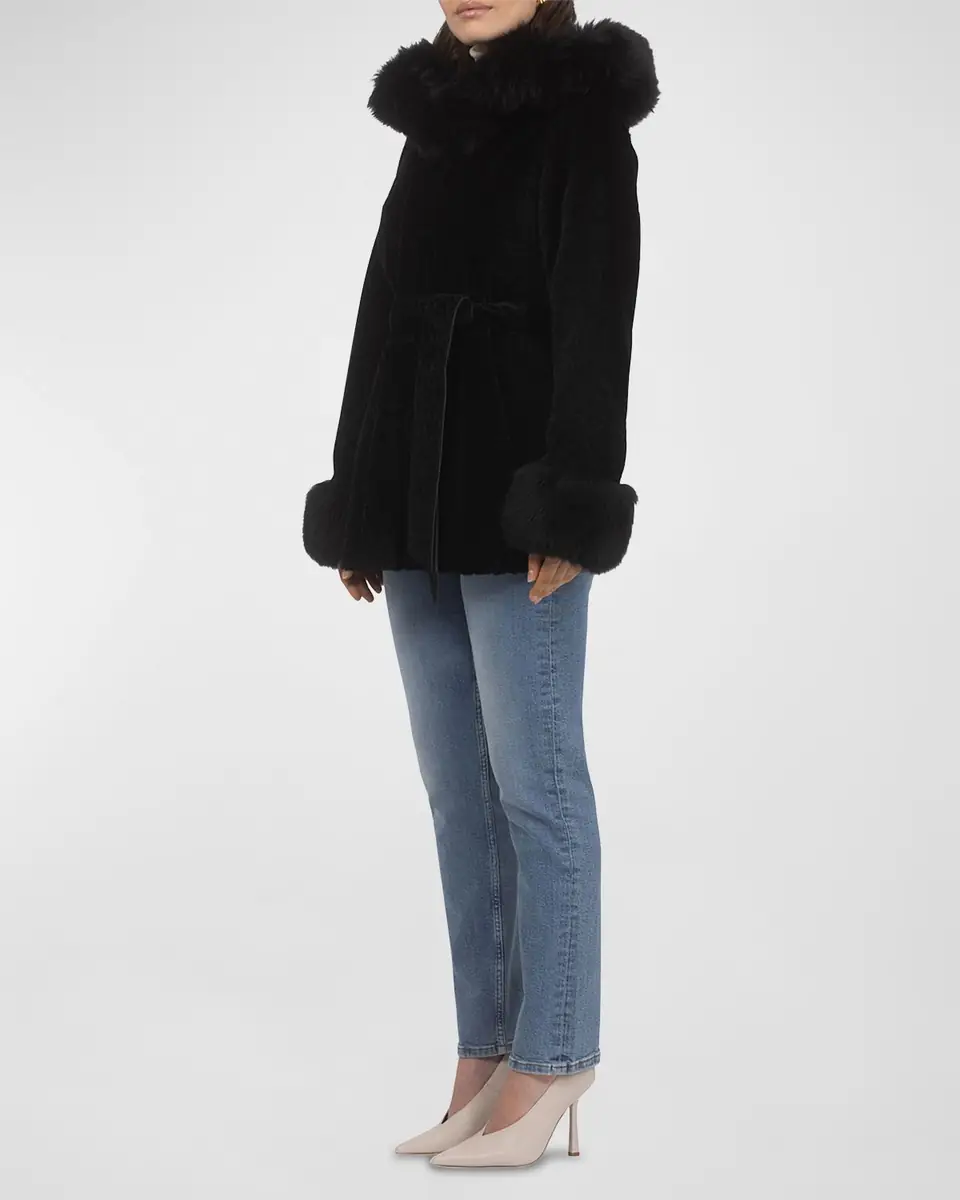 Gorski Belted Lamb Shearling Reversible Parka With Merinillo Lamb Shearling Trim | Thumbnail 3 Gorski Belted Lamb Shearling Reversible Parka With Merinillo Lamb Shearling Trim | Thumbnail 3