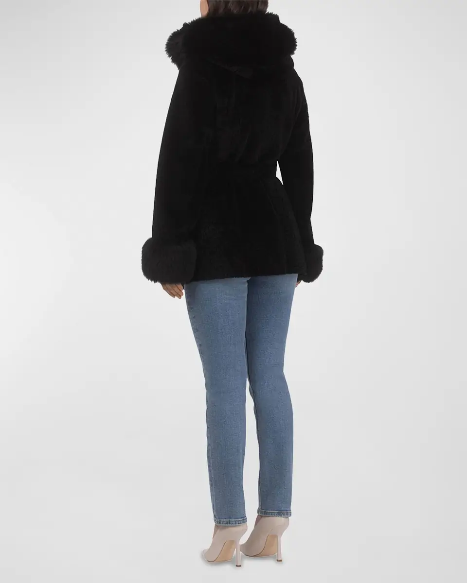 Gorski Belted Lamb Shearling Reversible Parka With Merinillo Lamb Shearling Trim | Thumbnail 4 Gorski Belted Lamb Shearling Reversible Parka With Merinillo Lamb Shearling Trim | Thumbnail 4