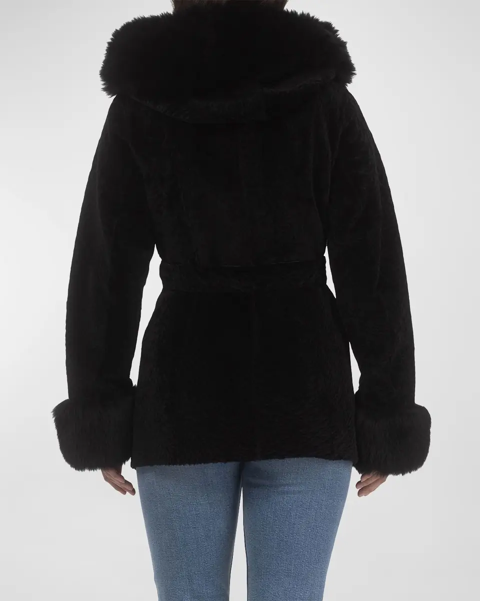 Gorski Belted Lamb Shearling Reversible Parka With Merinillo Lamb Shearling Trim | Thumbnail 5 Gorski Belted Lamb Shearling Reversible Parka With Merinillo Lamb Shearling Trim | Thumbnail 5