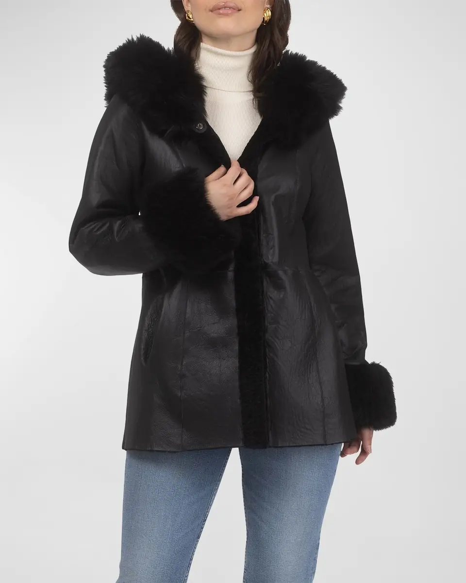 Gorski Belted Lamb Shearling Reversible Parka With Merinillo Lamb Shearling Trim | Thumbnail 6 Gorski Belted Lamb Shearling Reversible Parka With Merinillo Lamb Shearling Trim | Thumbnail 6
