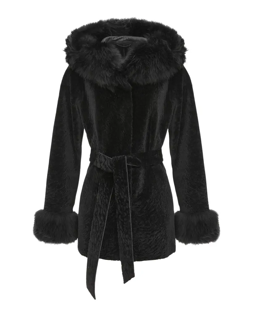 Belted Lamb Shearling Reversible Parka With Merinillo Lamb Shearling Trim Belted Lamb Shearling Reversible Parka With Merinillo Lamb Shearling Trim