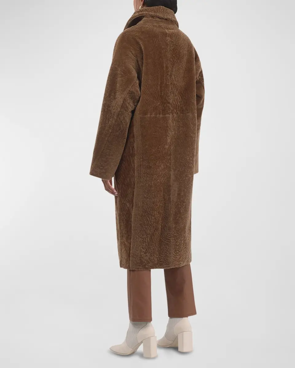 Gorski Reversible Textured Lamb Shearling Long Coat | Thumbnail 4 Gorski Reversible Textured Lamb Shearling Long Coat | Thumbnail 4
