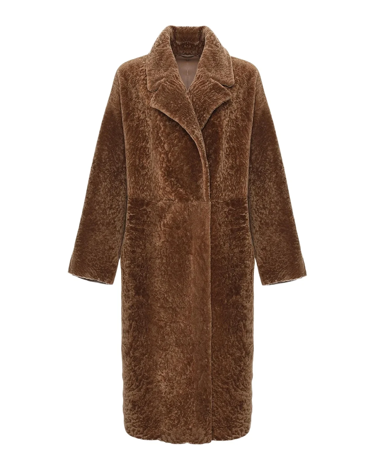 Reversible Textured Lamb Shearling Long Coat
