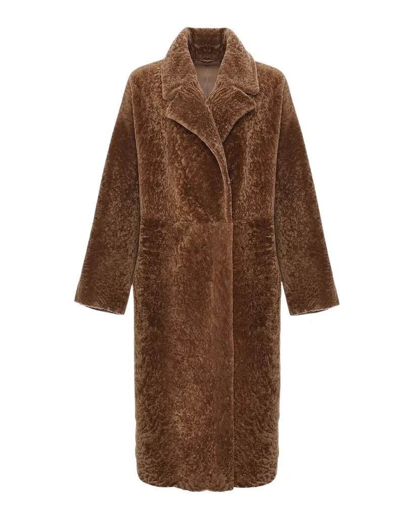 Gorski Reversible Textured Lamb Shearling Long Coat