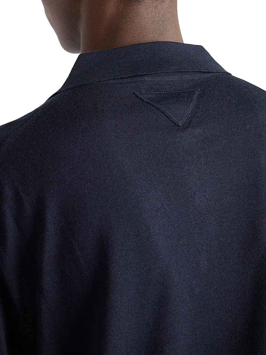 Prada Men's Cashmere and Silk Polo Shirt | Thumbnail 3 Prada Men's Cashmere and Silk Polo Shirt | Thumbnail 3