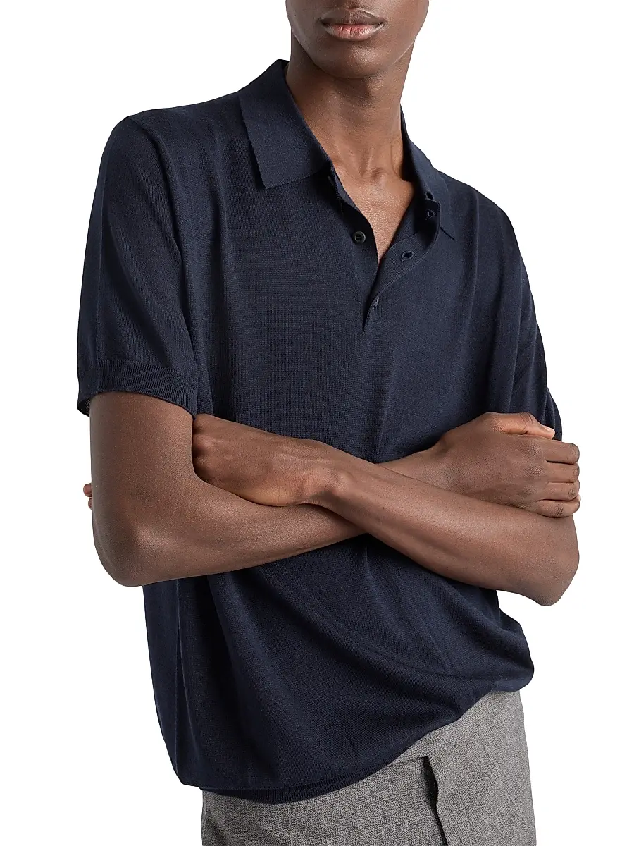 Prada Men's Cashmere and Silk Polo Shirt | Thumbnail 4 Prada Men's Cashmere and Silk Polo Shirt | Thumbnail 4