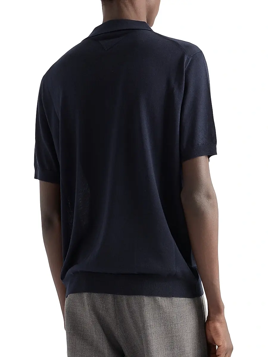Prada Men's Cashmere and Silk Polo Shirt | Thumbnail 5 Prada Men's Cashmere and Silk Polo Shirt | Thumbnail 5