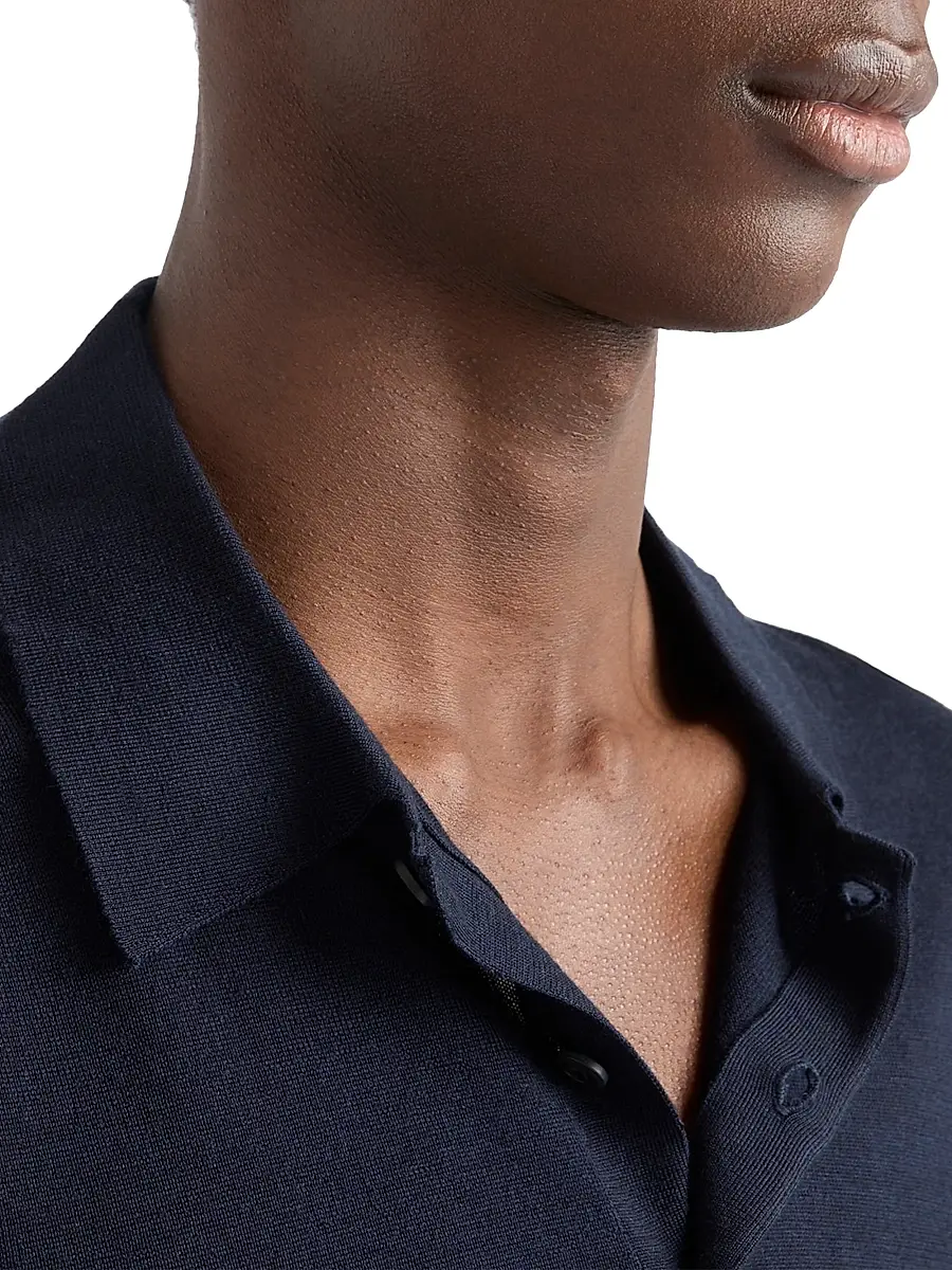 Prada Men's Cashmere and Silk Polo Shirt | Thumbnail 6 Prada Men's Cashmere and Silk Polo Shirt | Thumbnail 6
