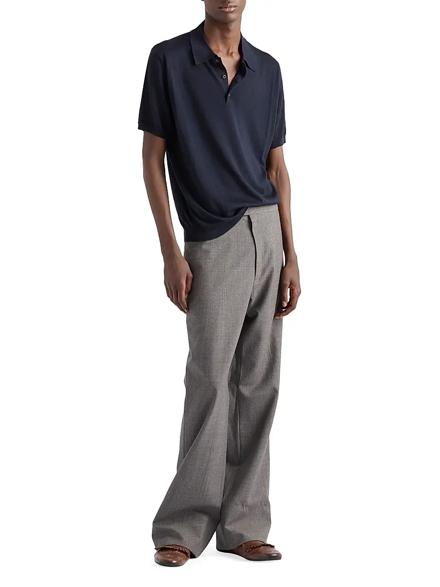 Prada Men's Cashmere and Silk Polo Shirt | Thumbnail 7 Prada Men's Cashmere and Silk Polo Shirt | Thumbnail 7
