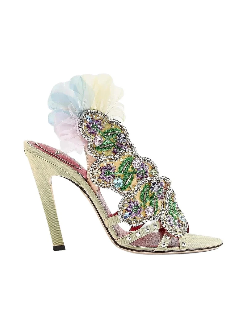 Valentino Women's Dans Le Foyer 105MM Sandals in Moiré Fabric - Multicolored