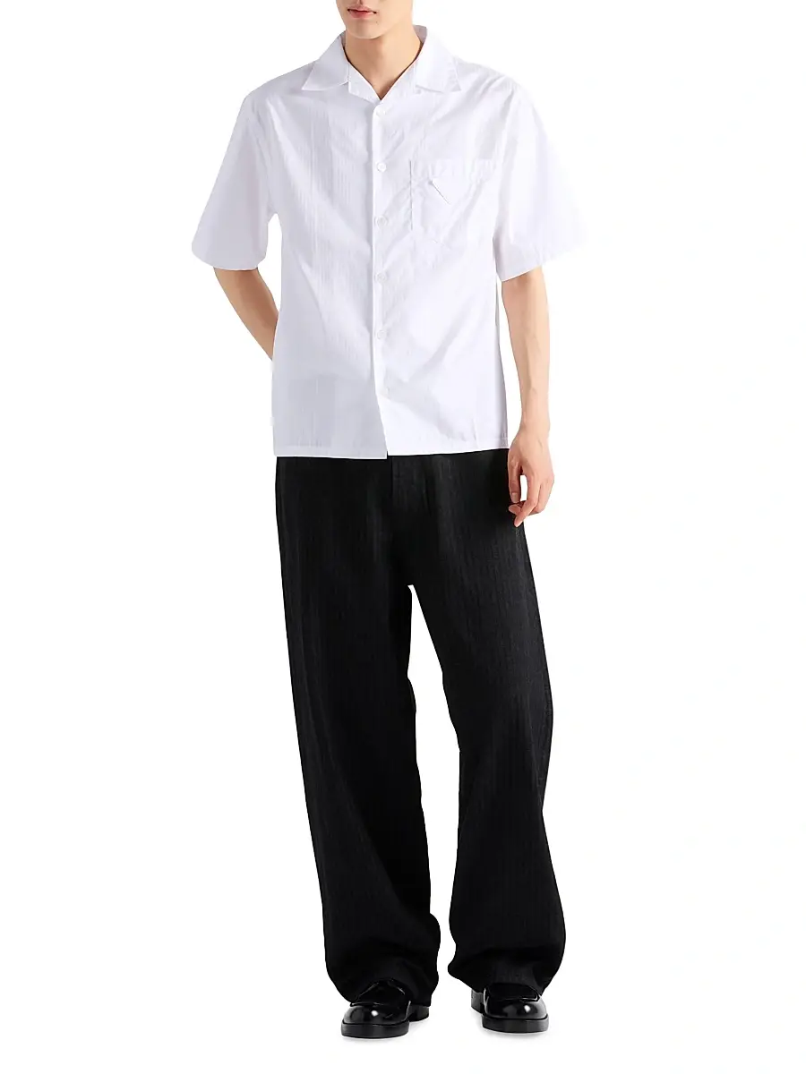 Prada Men's Cotton Bowling Shirt - White | Thumbnail 2