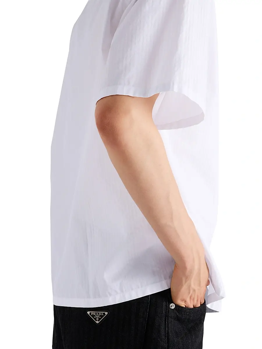 Prada Men's Cotton Bowling Shirt - White | Thumbnail 4