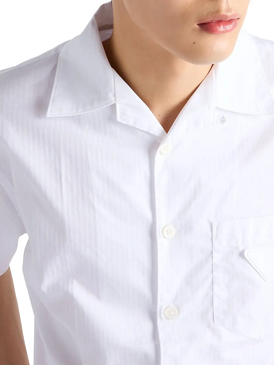 Prada Men's Cotton Bowling Shirt - White | Thumbnail 6
