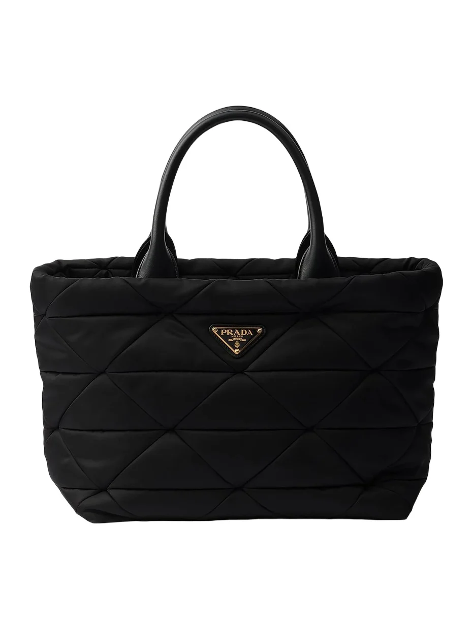 Women's Medium Padded Re-Nylon and Leather Top Handle Bag Women's Medium Padded Re-Nylon and Leather Top Handle Bag