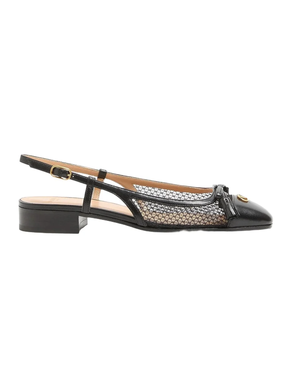 Women's Valet Du Roi 25MM Slingback Ballerina in Mesh and Kidskin - Black Women's Valet Du Roi 25MM Slingback Ballerina in Mesh and Kidskin - Black