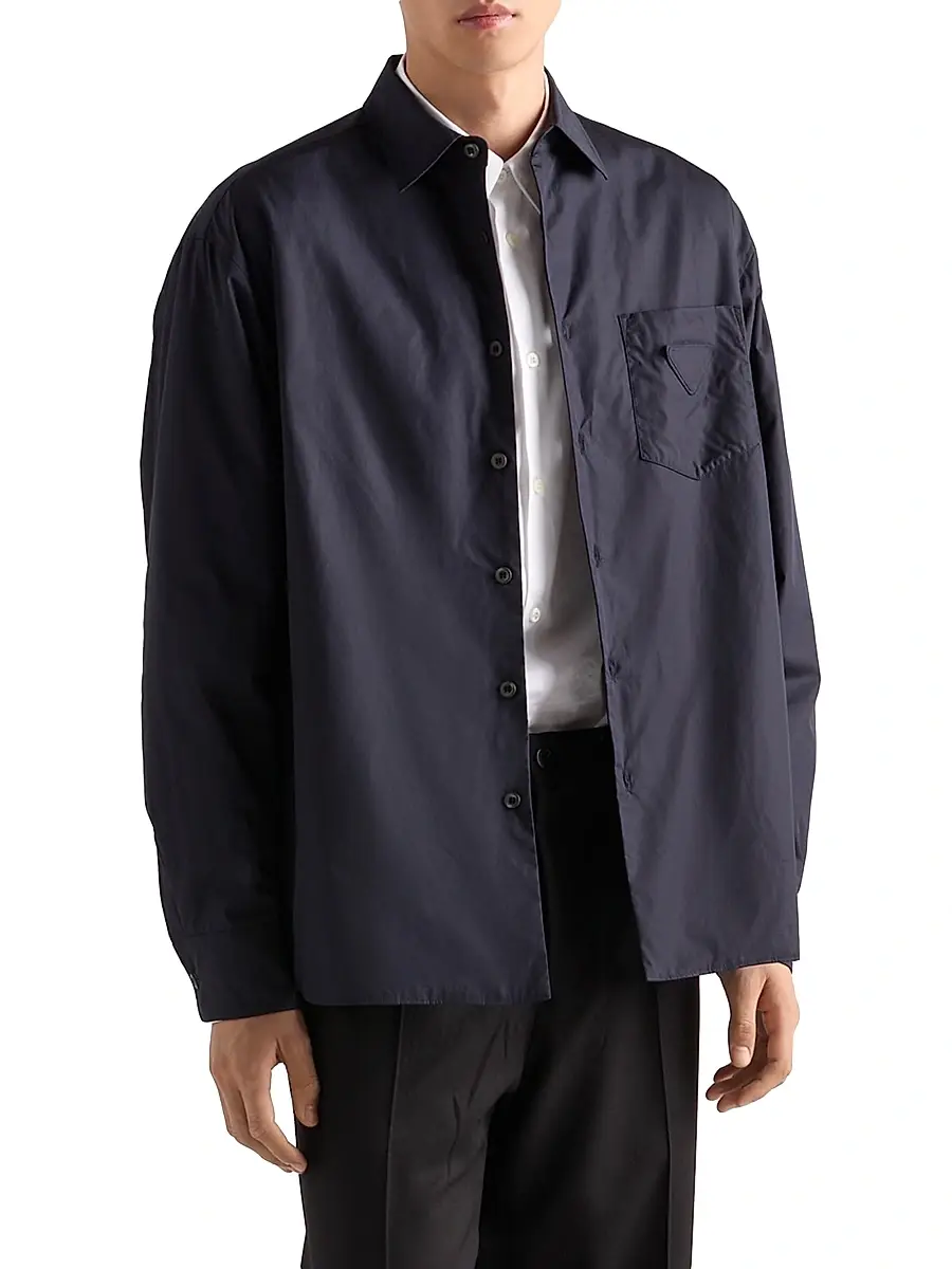 Prada Men's Cotton Shirt - Dark Blue | Thumbnail 2 Prada Men's Cotton Shirt - Dark Blue | Thumbnail 2