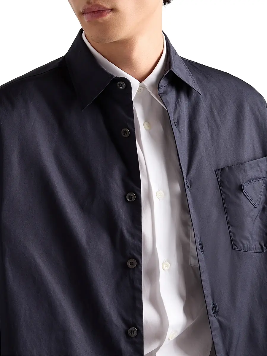 Prada Men's Cotton Shirt - Dark Blue | Thumbnail 4 Prada Men's Cotton Shirt - Dark Blue | Thumbnail 4