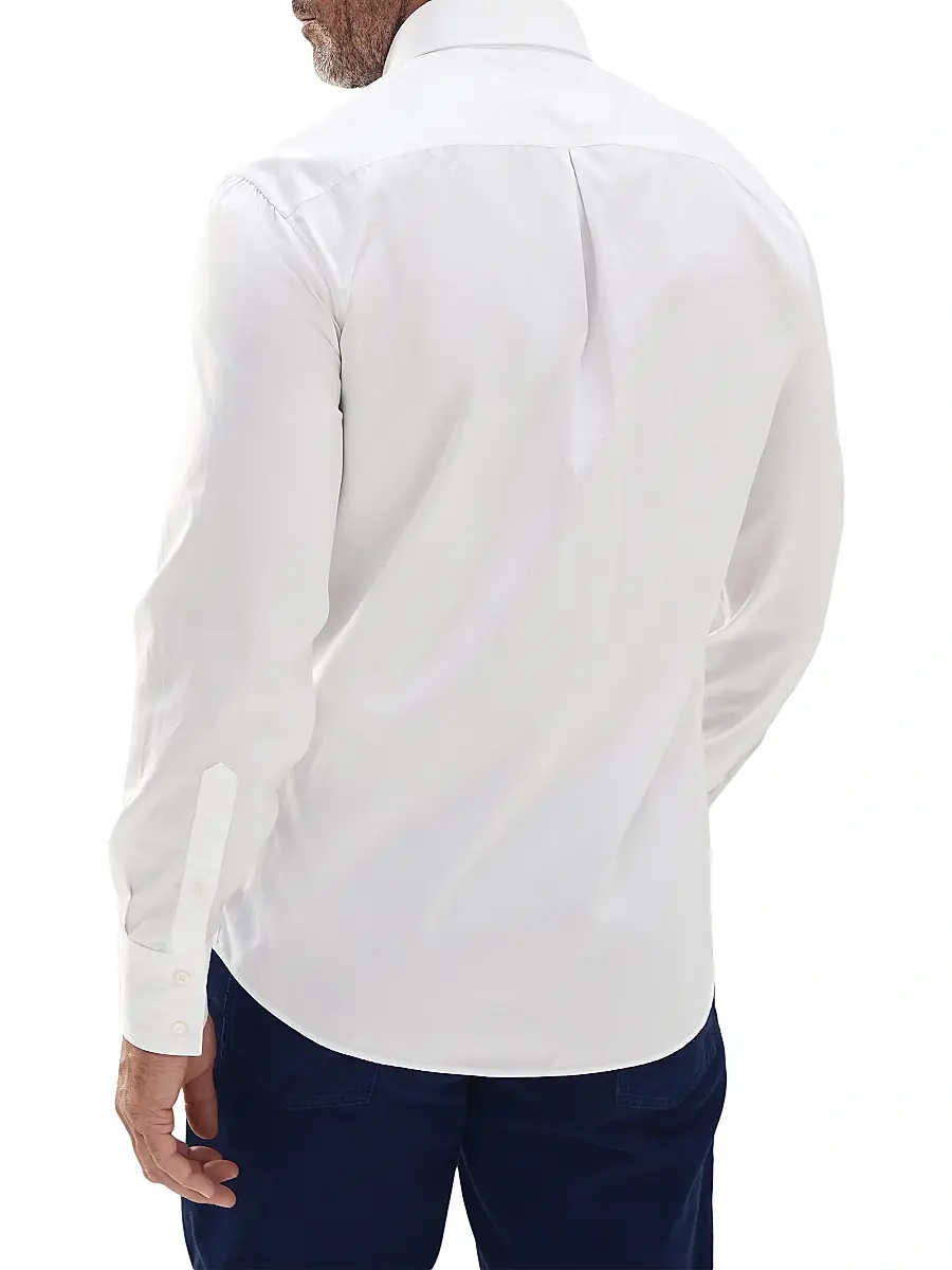 Brunello Cucinelli Men's Twill Basic Fit Shirt With Button-Down Collar - White | Thumbnail 3
