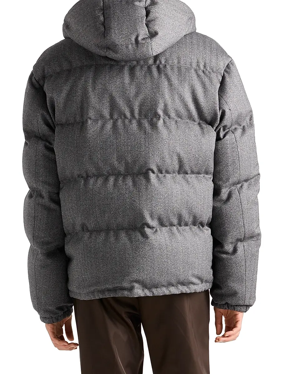 Prada Men's Medium-Weight Wool Down Jacket - Grey | Thumbnail 3