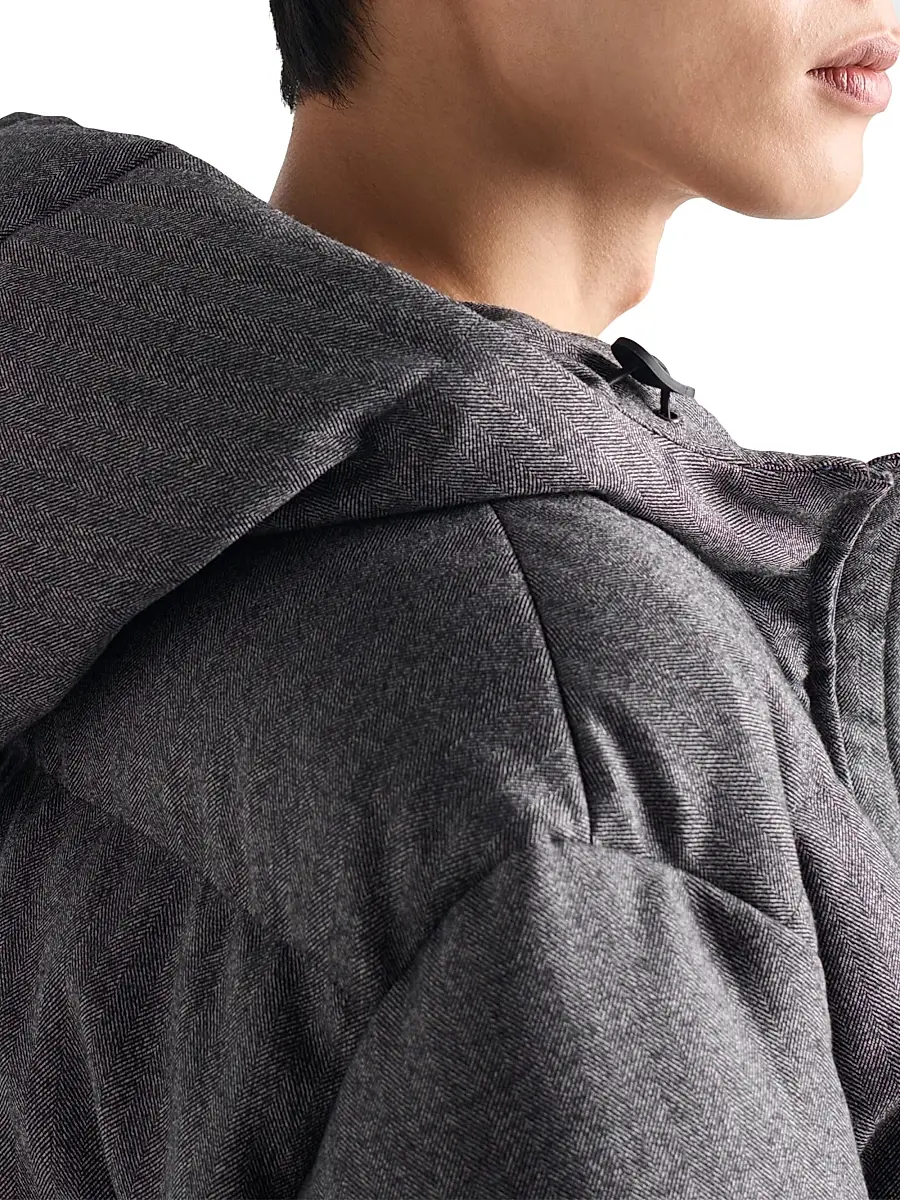 Prada Men's Medium-Weight Wool Down Jacket - Grey | Thumbnail 4