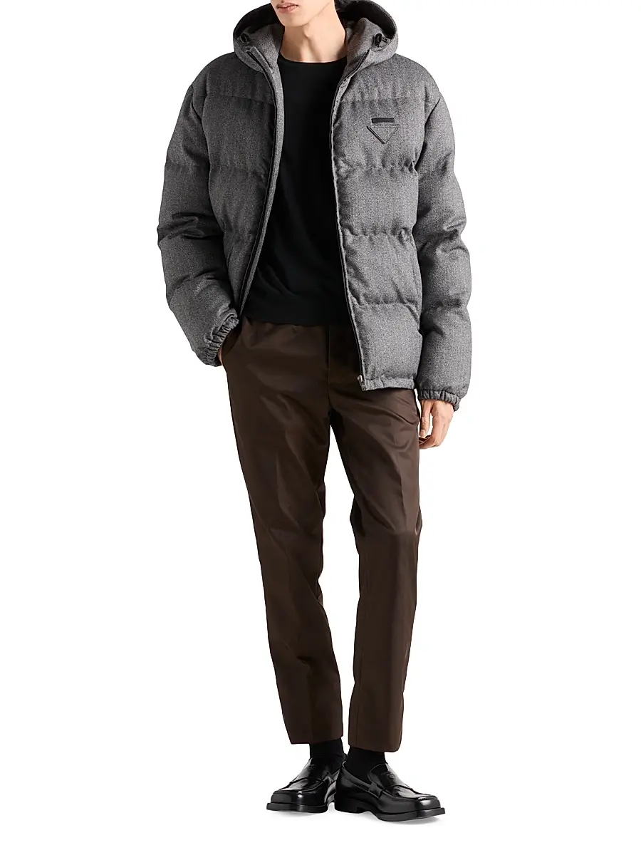 Prada Men's Medium-Weight Wool Down Jacket - Grey | Thumbnail 5
