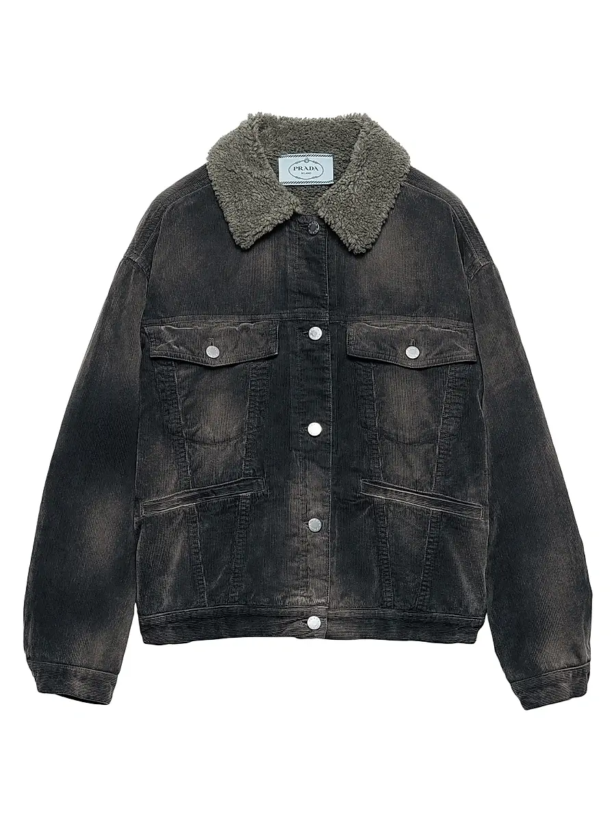 Prada Women's Corduroy Blouson Jacket - Black | Image 1 Prada Women's Corduroy Blouson Jacket - Black | Image 1