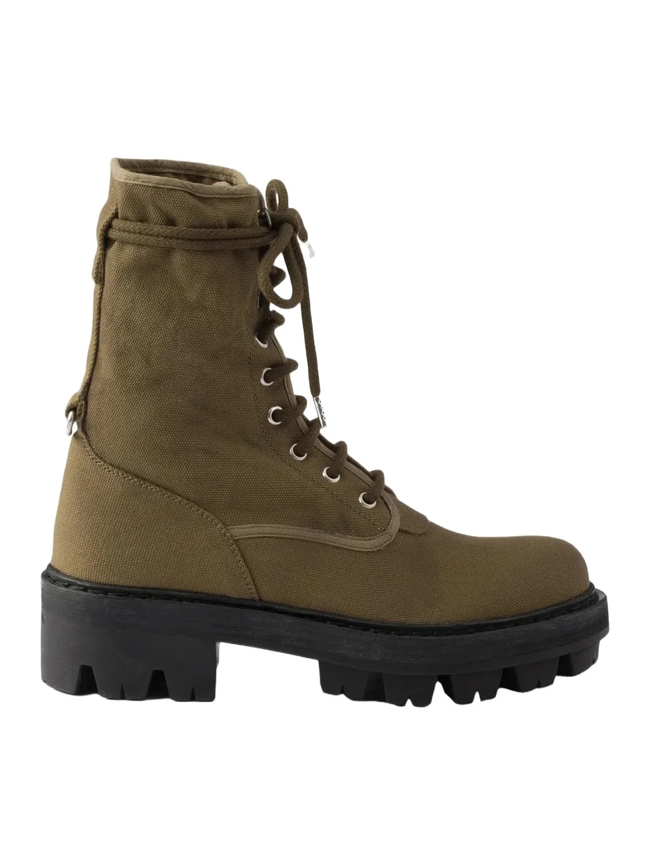 Prada Women's Canvas Lace-Up Ankle Boots