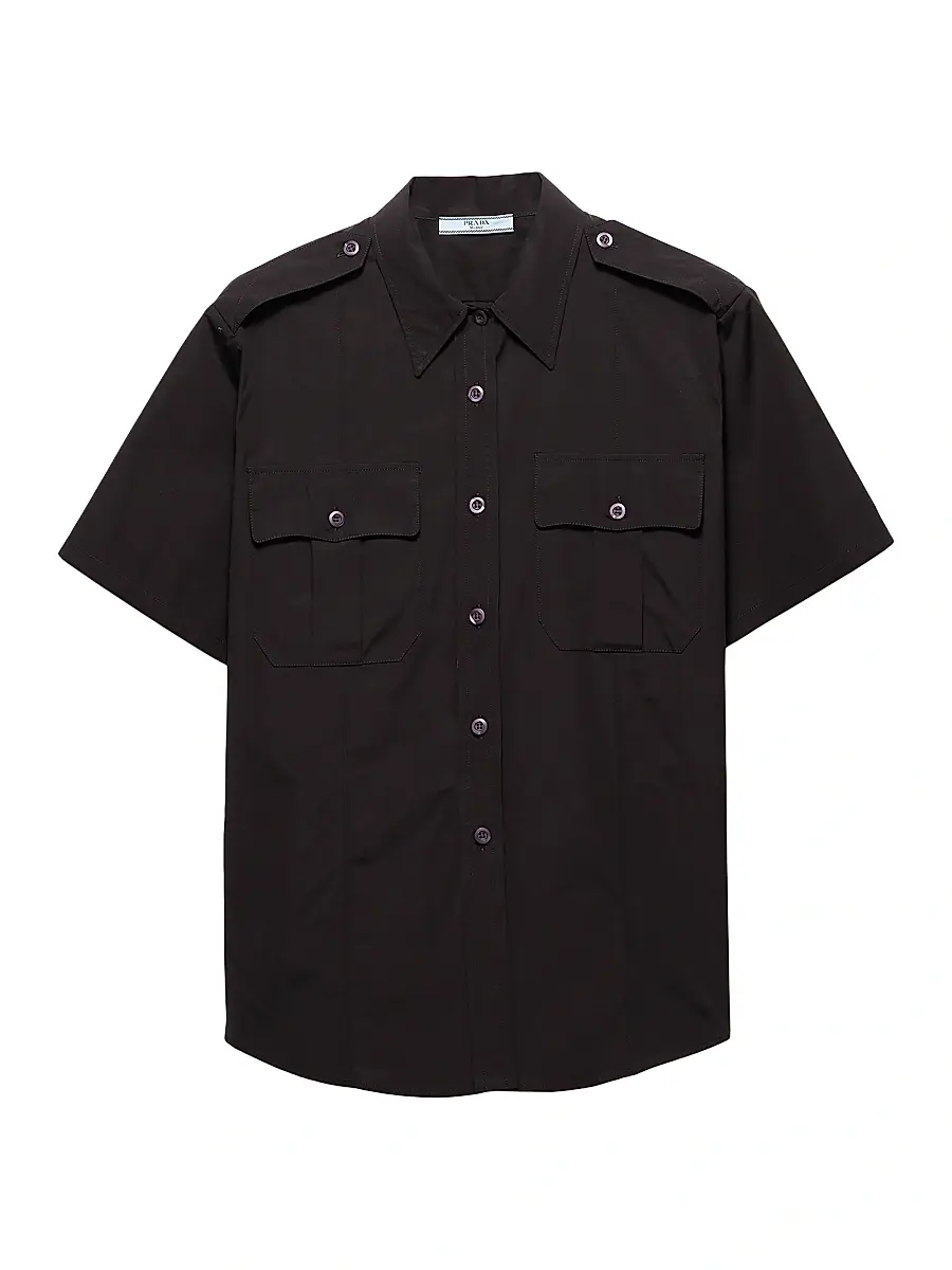 Prada Women's Short-Sleeved Poplin Shirt - Black | Image 1 Prada Women's Short-Sleeved Poplin Shirt - Black | Image 1