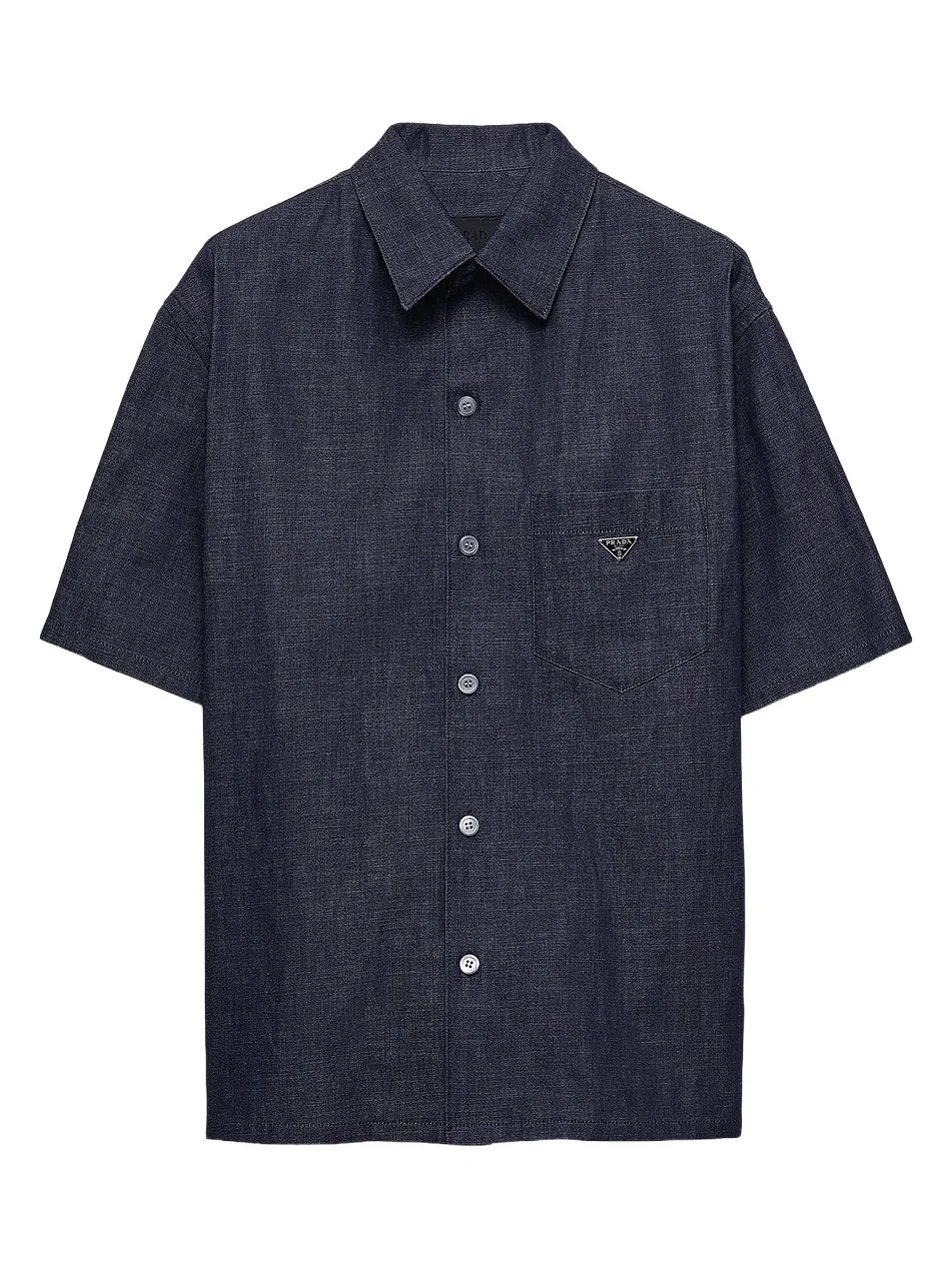 Men's Short-Sleeved Chambray Denim Shirt Men's Short-Sleeved Chambray Denim Shirt